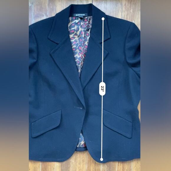 Ellen Tracy black wool blazer bell bottom sleeves button closure Women's Size M - Picture 8 of 9